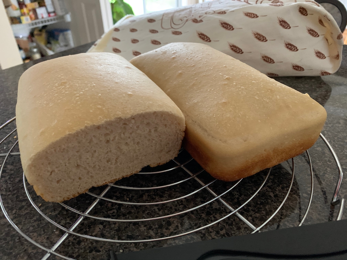 two loaves made with sourdough starter