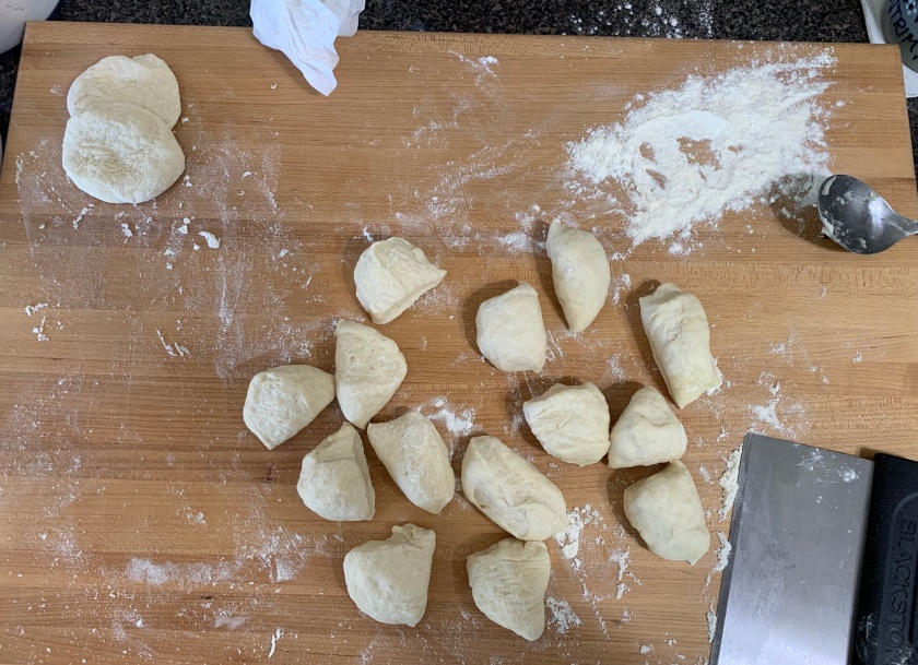 tortilla dough cut into 16 pieces