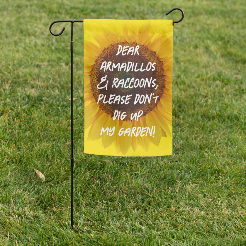 sunflowers funny garden sign for animal pests