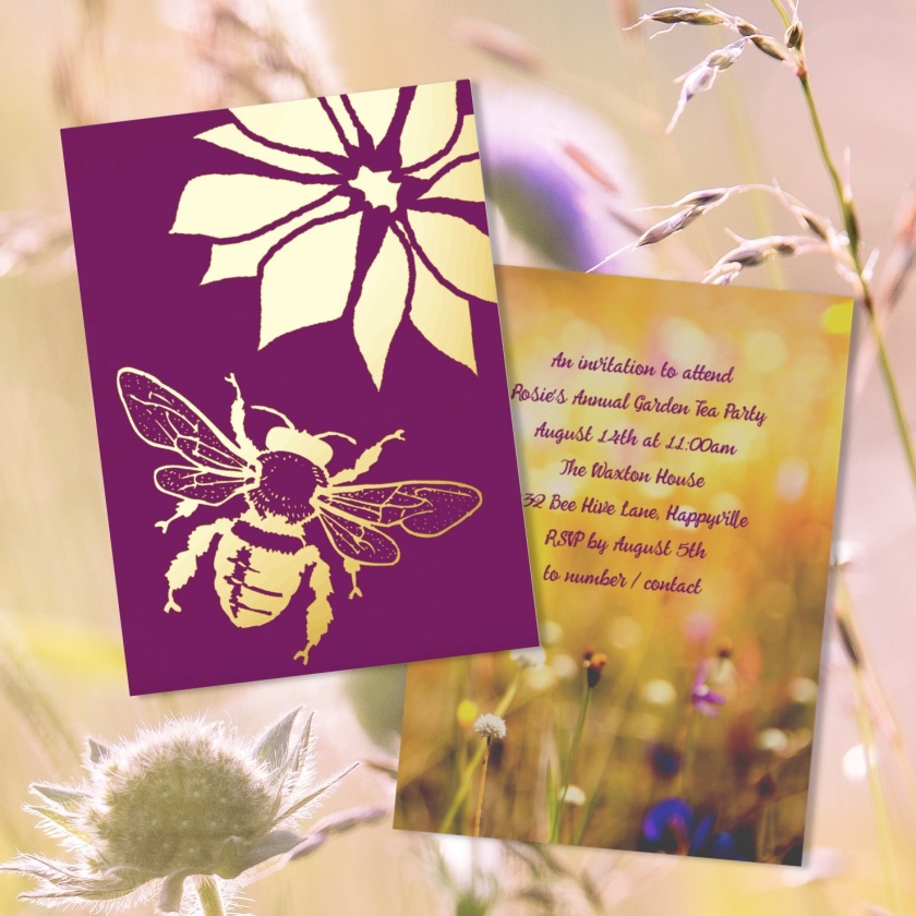 Foil bee and flower cards 
